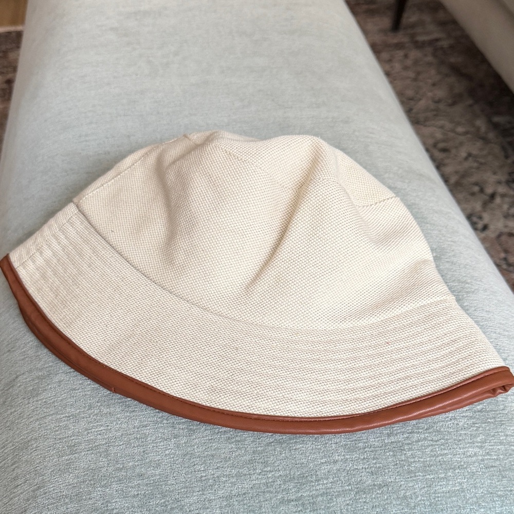 LOFT Cream and Brown Bucket Hat